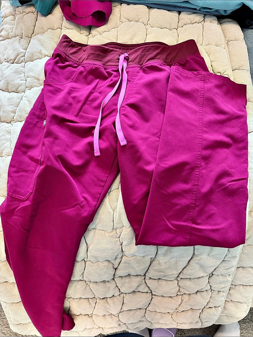 FIGS Kade Cargo Scrub Pants Raspberry